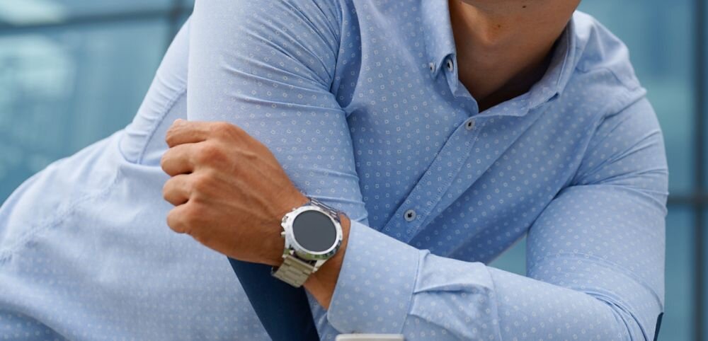 Smartwatch GARETT Men Style ekran bateria czujniki zdrowie sport pasek ładowanie pojemność rozdzielczość łączność sterowanie krew puls rozmowy smartfon aplikacja