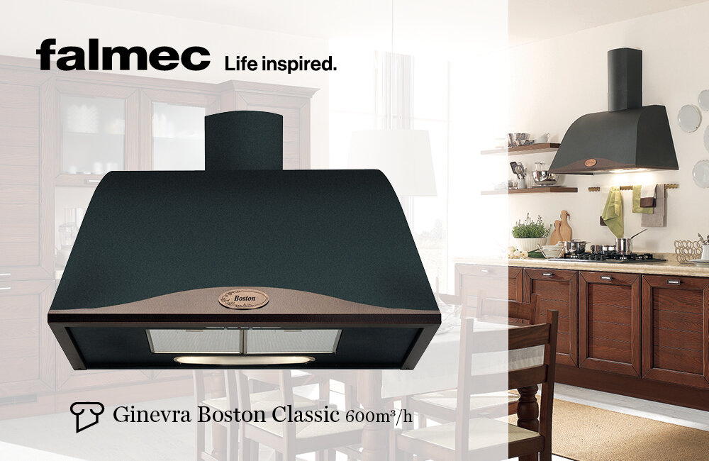 FALMEC Ginevra Boston 90 okap zabudowa kuchnia okapnik pochłanianie opary prędkości stal łatwy montaż