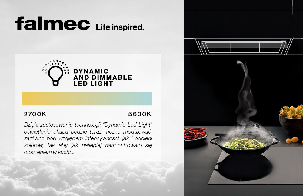 FALMEC Virgola Evo 90 sterowanie elektroniczne timer oświetlenie