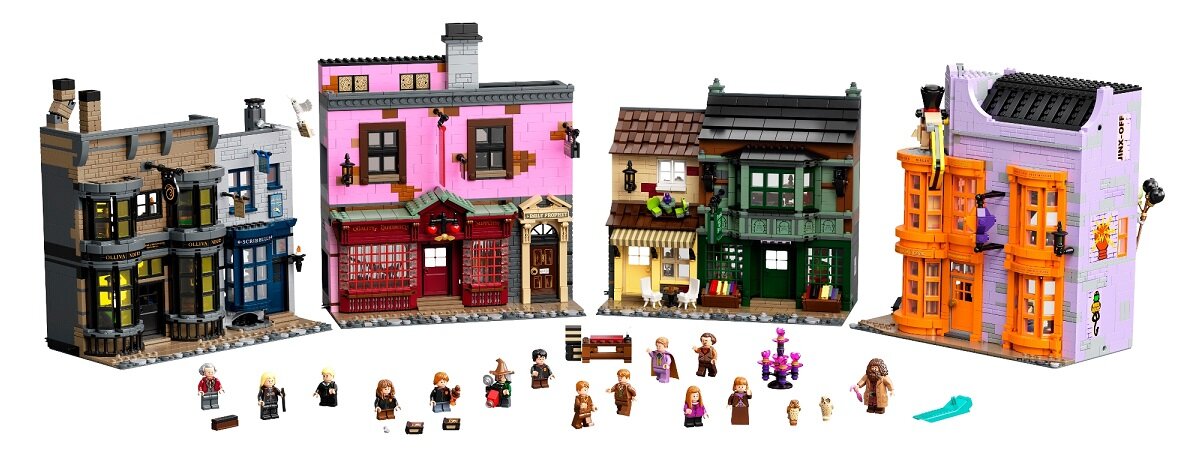 LEGO Harry Potter Ulica Pokątna 75978 czarodzieje czarodziejki eliksiry uczniowie kotły miotły postacie