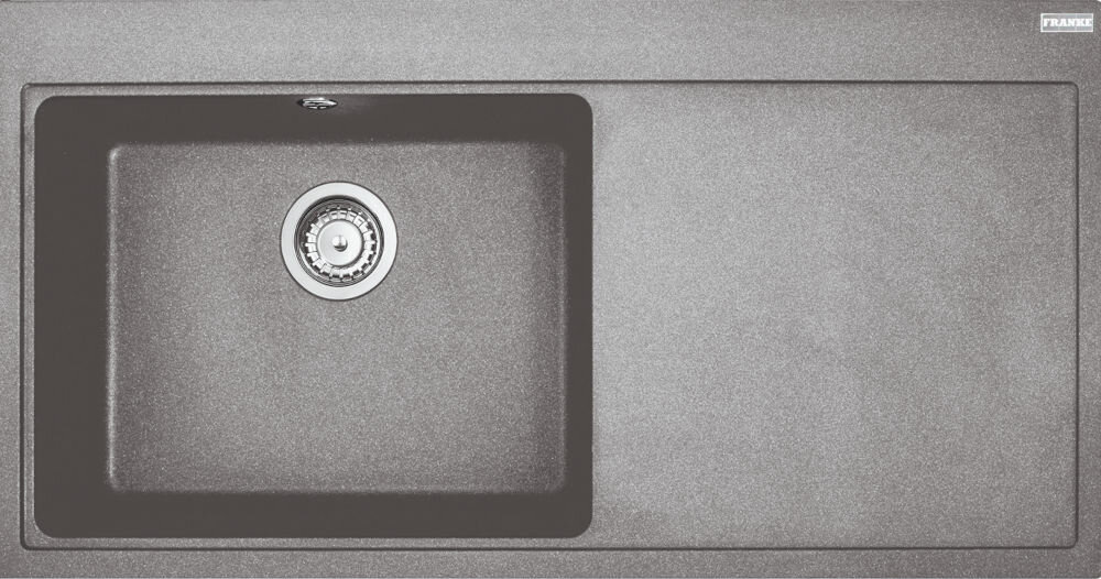 Zlewozmywak FRANKE Mythos MTG 611-100 114.0675.937 Kamienny szary widok na zlew z góry odporność na plamy trwałość kwarc fragranite wytrzymałość