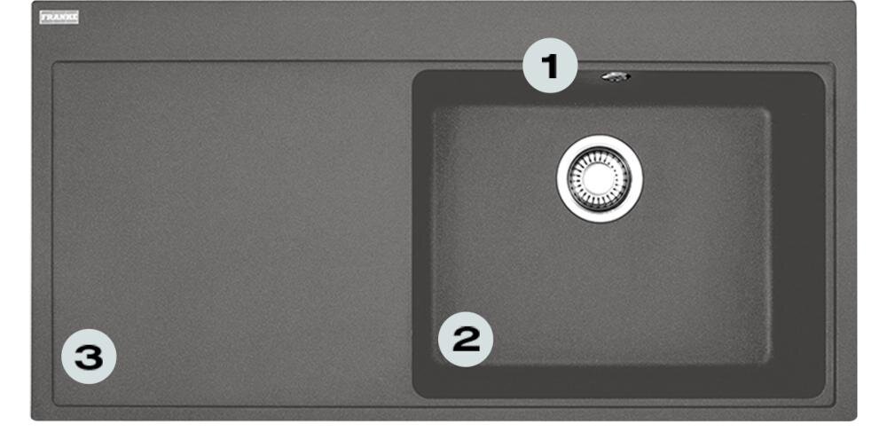 Zlewozmywak jednokomorowy z ociekaczem FRANKE Mythos MTG 611-100 114.0675.938 Kamienny szary 51.5x100 sześć rodzajów baterii kuchennych czarne srebrne klasyczne desgnerskie dopasowanie do potrzeb różne wersje kolorystyczne