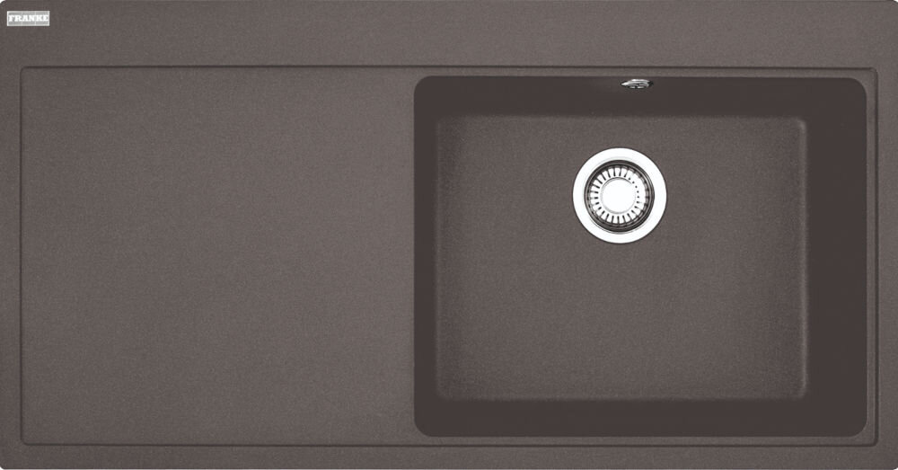 Zlewozmywak jednokomorowy z ociekaczem FRANKE Mythos MTG 611-100 114.0675.938 Kamienny szary 51.5x100 widok na zlew z góry odporność na plamy trwałość kwarc fragranite wytrzymałość