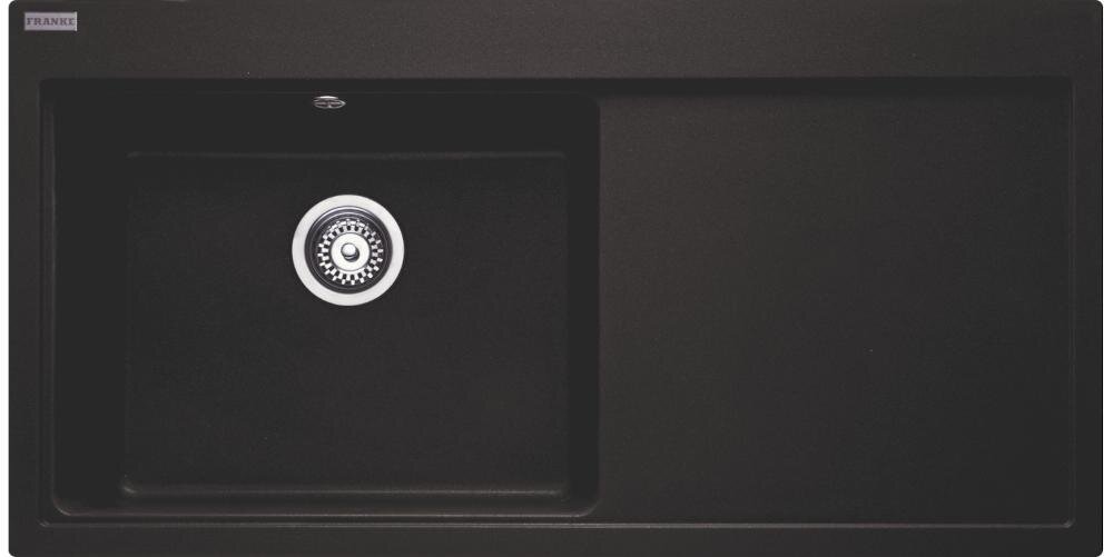 Zlewozmywak jednokomorowy z ociekaczem FRANKE Mythos MTG 611-100 114.0675.939 Onyx 51.5x100 próbki kolorów materiału fragranite gama kolorystyczna trwały kompozyt 80% kwarcu 20% spoiwa akrylowego wysoka odporność