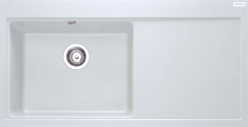 Zlewozmywak FRANKE Mythos MTG 611-100 114.0675.971 Biały Polarny widok na zlew z góry odporność na plamy trwałość kwarc fragranite wytrzymałość