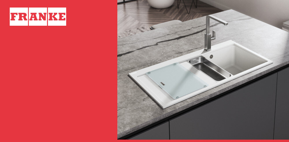 Zlewozmywak FRANKE Mythos MTG 611-100 114.0675.972 BIAŁY POLARNY wygląd design tło prezentacja wizualizacja