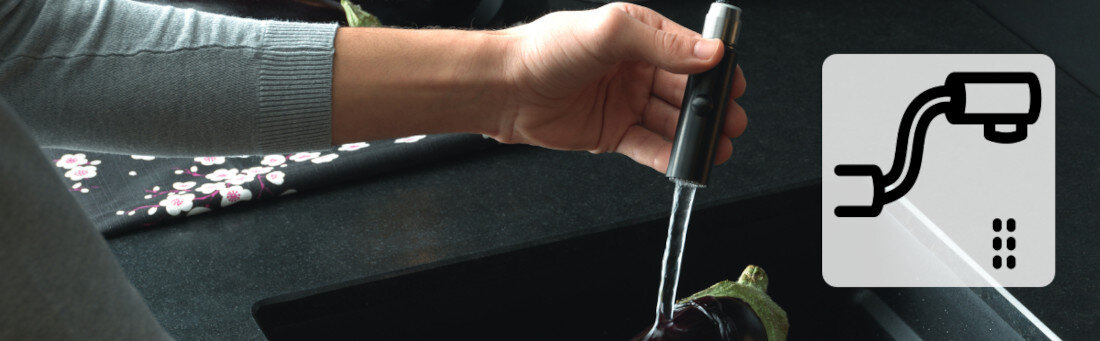 Bateria FRANKE Sirius L Side Pull-out 115.0668.381 Chrom-kamienny szary Wyciągana wylewka zasięg woda