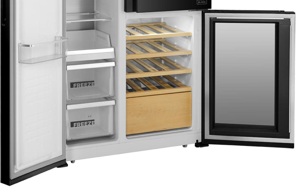 CONCEPT LA7991bc Side by Side wnętrze lodówka szklane pojemne półki przechowywanie balkoniki szyflada owoce warzywa sterowanie dotykowe