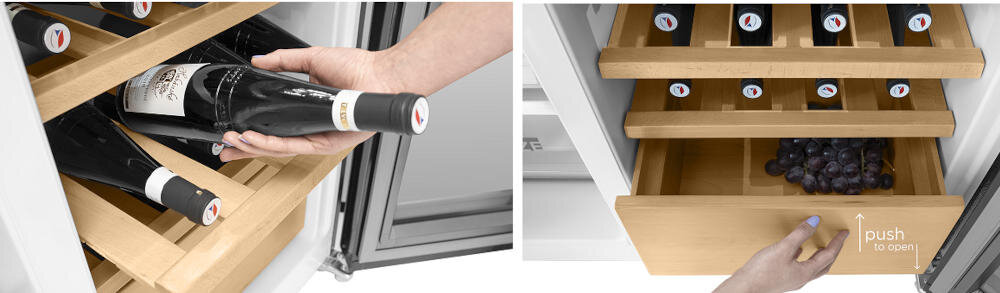 CONCEPT LA7991bc Side by Side wilgotność butelki wino półki drewniane elegancki wygląd lodówka napoje szklane drzwi