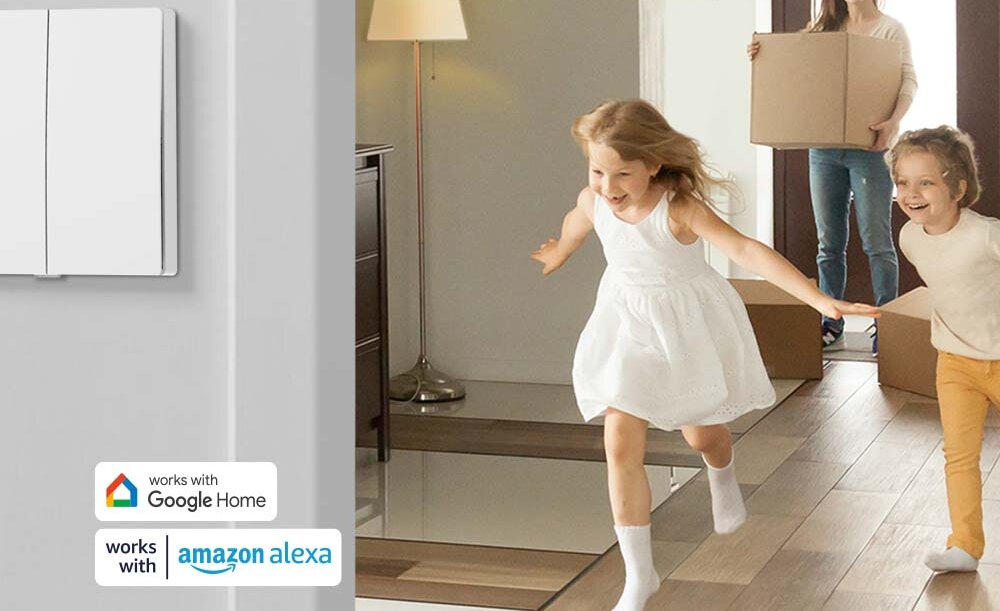 Włącznik światła TP-LINK Tapo Smart S210 aplikacja TAPO włączania i wyłączania światła gdziekolwiek asystenci głosowi Amazon Alexa Asystent Google harmonogram komenda głosowa