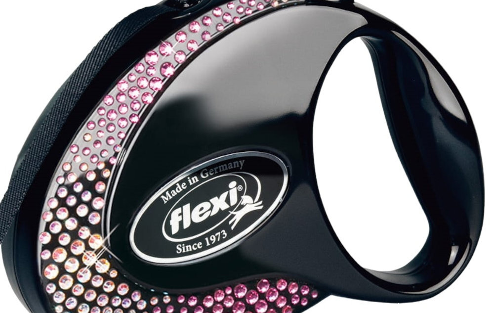 Smycz FLEXI Glam Composition M (5 m - 25 kg) Czarny Solidne wykonanie wygoda użytkowania trwały materiał bezpieczna w użytkowaniu opływowy kształt solidny uchwyt  dopasowanie do dłoni komfort i bezpieczeństwo  spacery