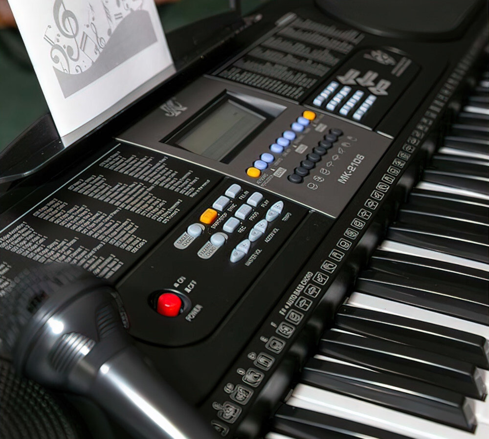 Keyboard MK 2106 dla najmłodszych muzyka pasja funkcje tradycja start gniazda odtwarzacz mp3 wygoda przenoszenie