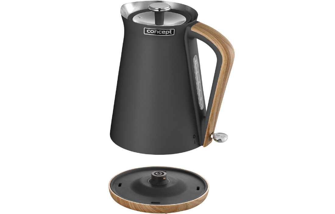 Czajnik CONCEPT Nordic RK3313 antracyt parametry wyglad design wykonanie pojemnosc 1,7l moc wskaznik poziomu wody