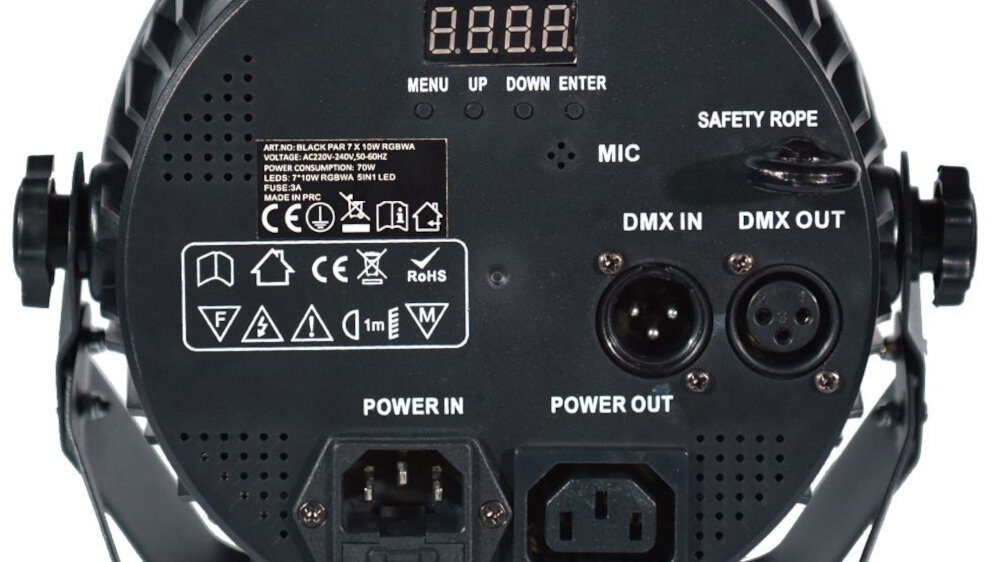 Reflektor LIGHT4ME Black Par 7x10W RGBWA - wykonanie