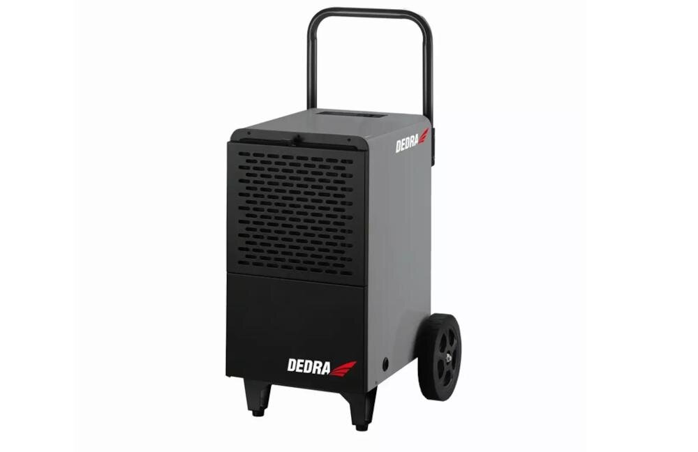 DEDRA DED9902 wilgoć pokój piwnica budowa osuszacz przepływ powietrze efektywność suszenie wydajność wyświetlacz LCD programator mechaniczny sterowanie obsługa komfort czynnik chłodzący klimat warstwa ozonowa timer automatyczne włączanie zbiornik woda odszranianie filtr siateczkowy koła uchwyt transport hałas zasilanie sieciowe