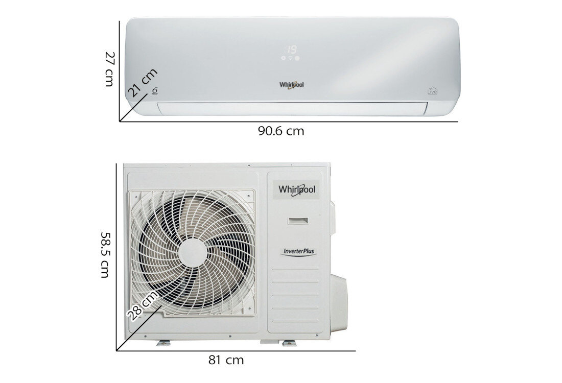Klimatyzator Split, Pompa ciepła powietrze - powietrze WHIRLPOOL SPIW312A3WF.1 Mobilne wymiary rozmiar