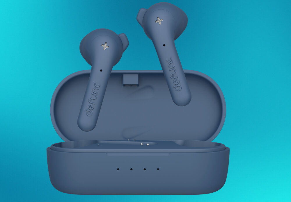Słuchawki douszne DEFUNC True Basic design komfort lekkość dźwięk jakość wrażenia słuchowe ergonomia lekkość sport aktywność podróże czas pracy działanie akumulator