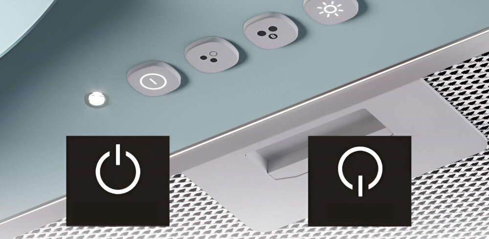 OKAP FABER INKA LUX EVO BK MATT A70 regulacja mocy poziomy prędkości przyciski cztery stopnie boost