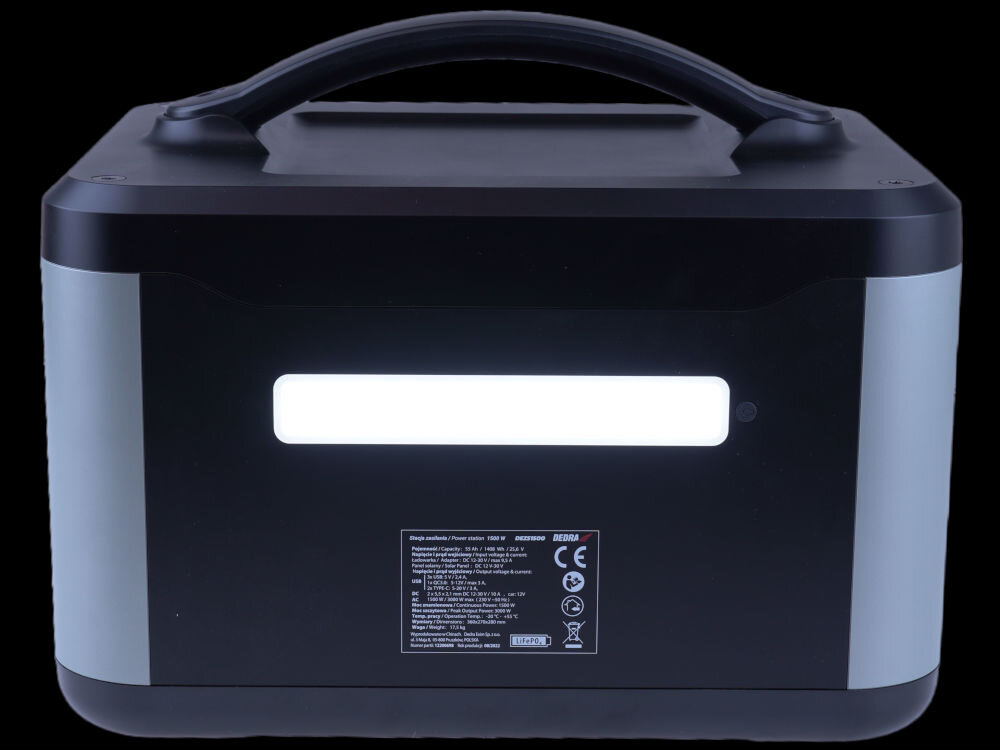 Stacja zasilania DEDRA DEZS1500 1500W Bank energii wymiary waga zabezpieczenia
