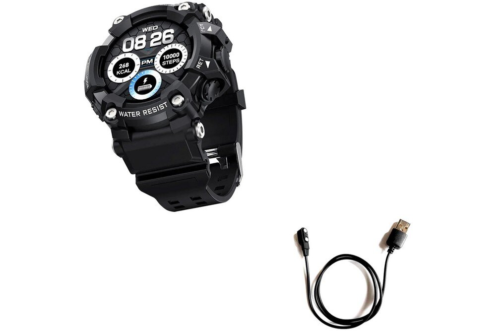 Smartwatch MANTA SWT03BP  ekran bateria czujniki zdrowie sport pasek ładowanie pojemność rozdzielczość łączność sterowanie krew puls rozmowy smartfon aplikacja 