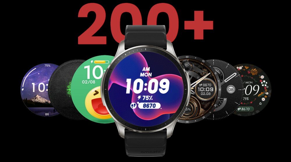 Smartwatch AMAZFIT GTR 4  ekran bateria czujniki zdrowie sport pasek ładowanie pojemność rozdzielczość łączność sterowanie krew puls rozmowy smartfon aplikacja 