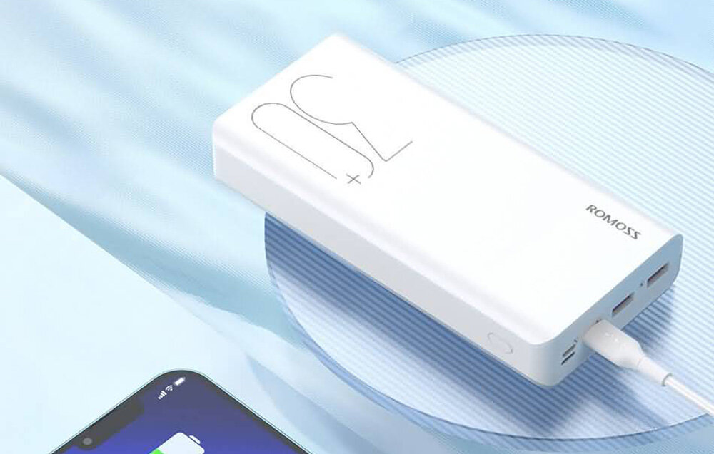 Powerbank ROMOSS Sense 8+ pojemność moc porty wyjścia USB-A USB typ-C ładowanie szybkość ekran diody wymiary waga odporny bezpieczny