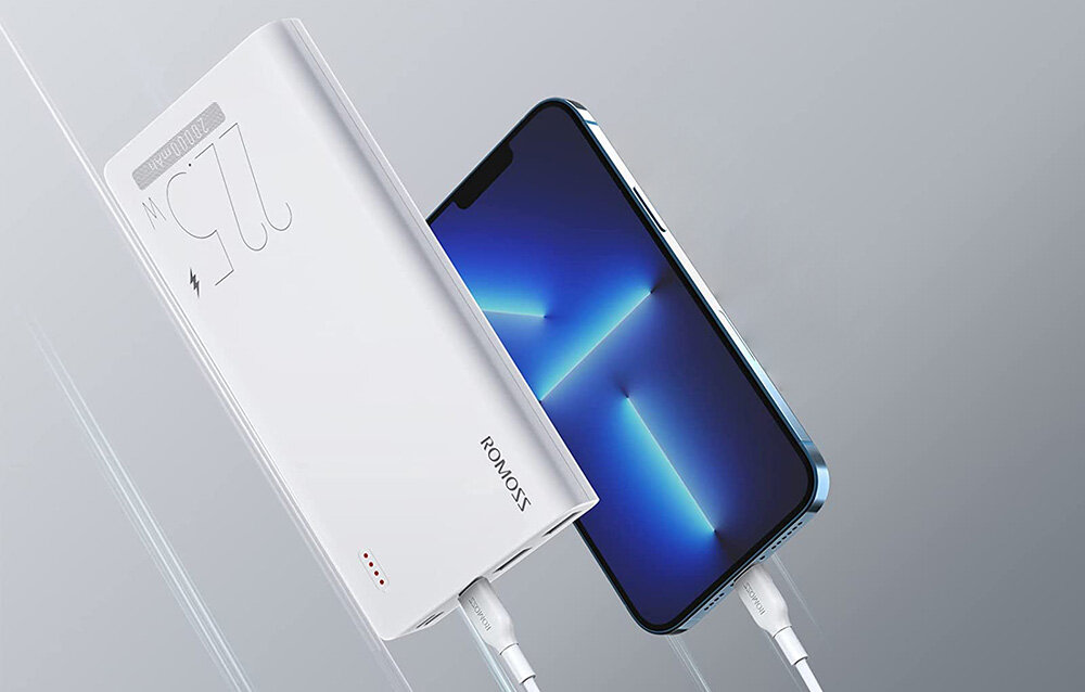 Powerbank ROMOSS SENSE8F pojemność moc porty wyjścia USB-A USB typ-C ładowanie szybkość ekran diody wymiary waga odporny bezpieczny
