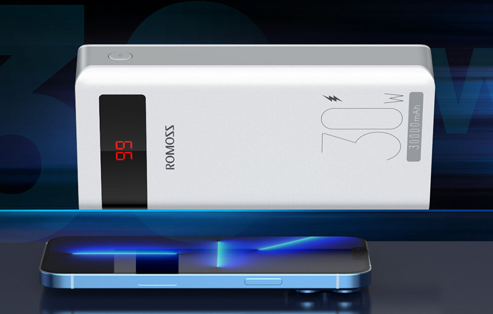 Powerbank ROMOSS Sense8PS Pro pojemność moc porty wyjścia USB-A USB typ-C ładowanie szybkość ekran diody wymiary waga odporny bezpieczny