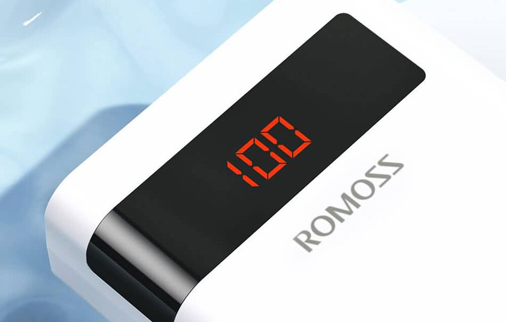 Powerbank ROMOSS Sense 8P+ pojemność moc porty wyjścia USB-A USB typ-C ładowanie szybkość ekran diody wymiary waga odporny bezpieczny