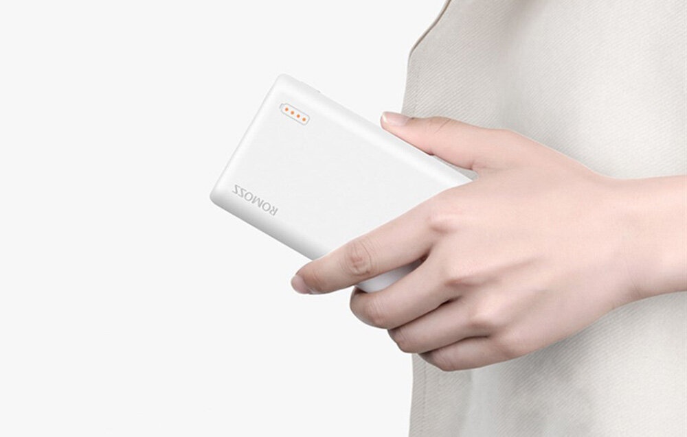 Powerbank ROMOSS Simple 20 pojemność moc porty wyjścia USB-A USB typ-C ładowanie szybkość ekran diody wymiary waga odporny bezpieczny