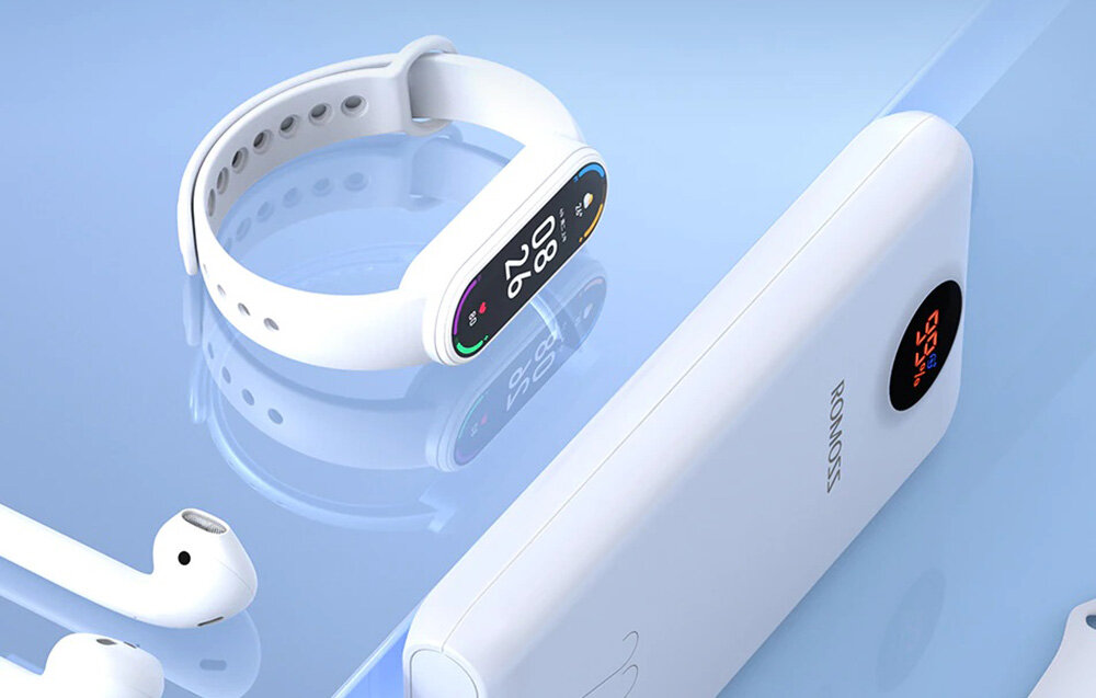 Powerbank ROMOSS SW20PF pojemność moc porty wyjścia USB-A USB typ-C ładowanie szybkość ekran diody wymiary waga odporny bezpieczny