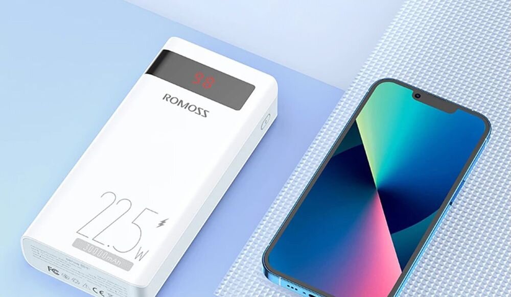Powerbank Romoss SENSE8PF pojemność moc porty wyjścia USB-A USB typ-C ładowanie szybkość ekran diody wymiary waga odporny bezpieczny