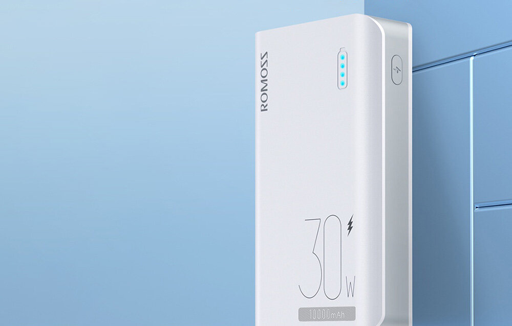 Powerbank ROMOSS Sense 4S Pro pojemność moc porty wyjścia USB-A USB typ-C ładowanie szybkość ekran diody wymiary waga odporny bezpieczny