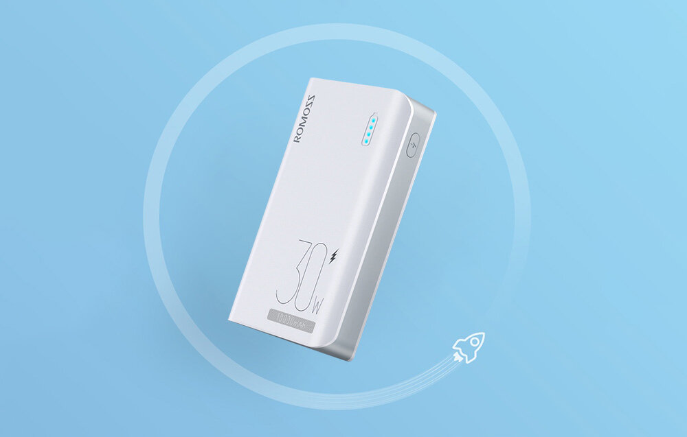 Powerbank ROMOSS Sense 4S Pro pojemność moc porty wyjścia USB-A USB typ-C ładowanie szybkość ekran diody wymiary waga odporny bezpieczny