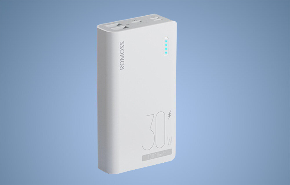 Powerbank ROMOSS Sense 4S Pro pojemność moc porty wyjścia USB-A USB typ-C ładowanie szybkość ekran diody wymiary waga odporny bezpieczny