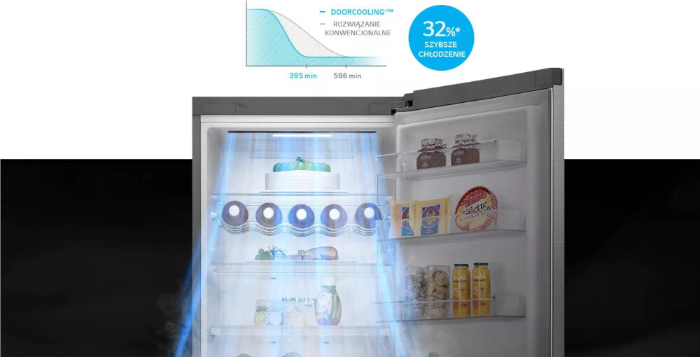 Lodówka LG GBB72MCUGN No Frost 203cm Czarny LinearCooling chłodzenie równomierne