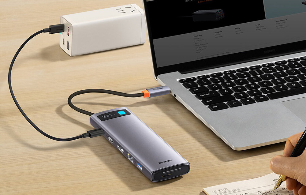 Hub BASEUS Metal Gleam 12w1 urządzenia przesył plików konstrukcja wytrzymałość plug&play