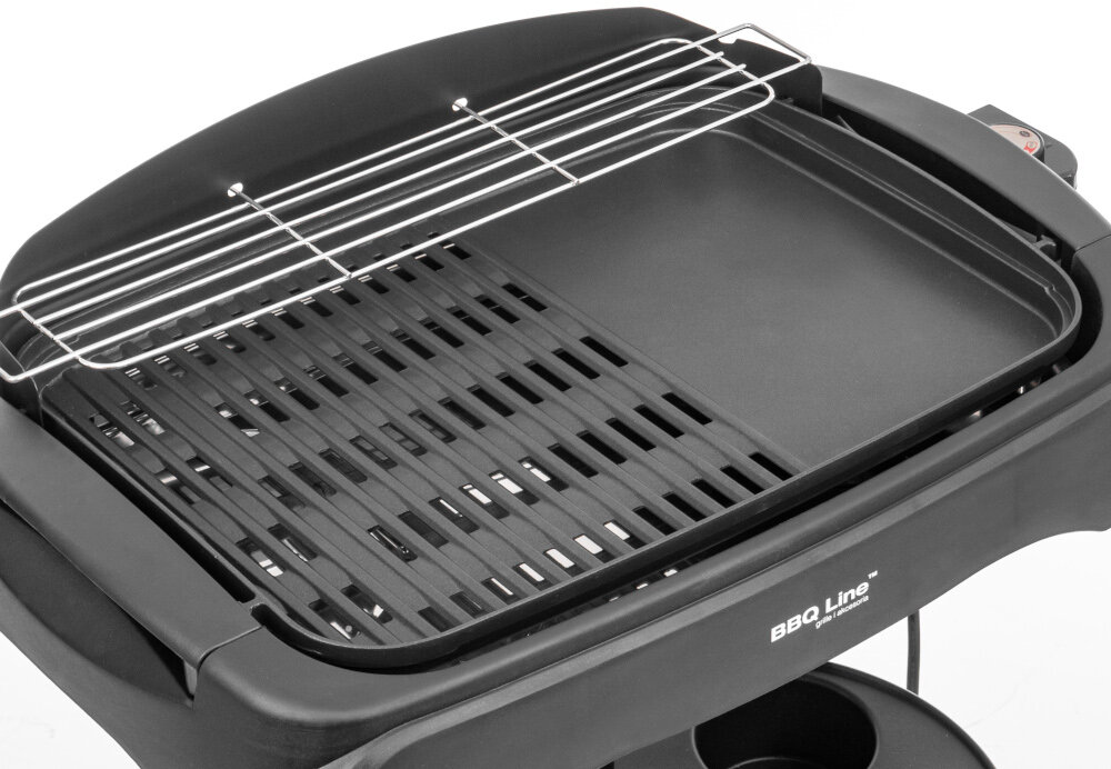 Grill elektryczny MIRPOL MIR-E004 chromowany podgrzewacz specjalna część z perforacją na spływający tłuszcz