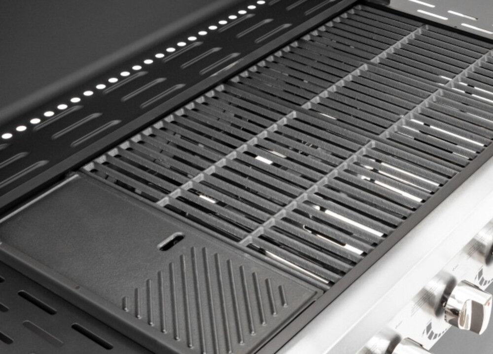 Grill gazowy MIRPOL Brenner G6 6 palników gazowych żeliwny ruszt prostokątny kształt powierzchnia 78x38,5 cm