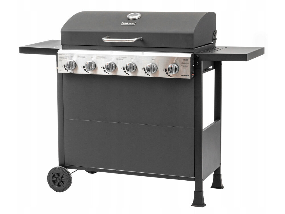 Grill gazowy MIRPOL Brenner G6 z wysokiej jakości stali emaliowanej ruszt z żeliwa zachowanie aromatu wewnątrz produktu ochrona środowiska szkodliwe substancje nie przedostają się do otoczenia