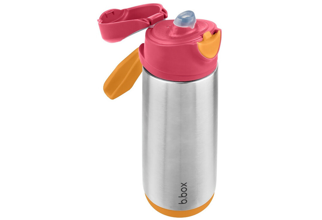 Bidon termiczny B.BOX BB500934 Różowo-pomarańczowy Łatwość napełniania szeroki wlew łatwe napełnianie Silikonowy uchwyt pojemność