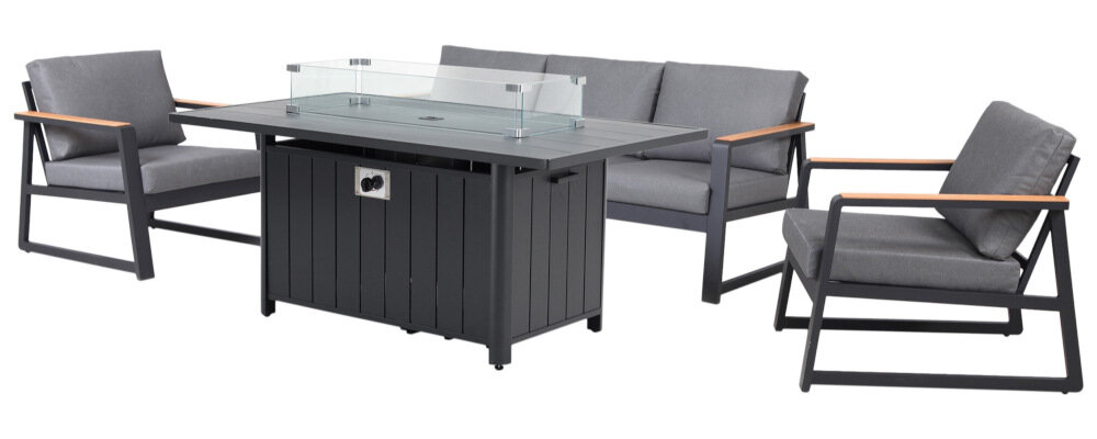 Zestaw mebli ogrodowych MIRPOL Grasse z paleniskiem Szary