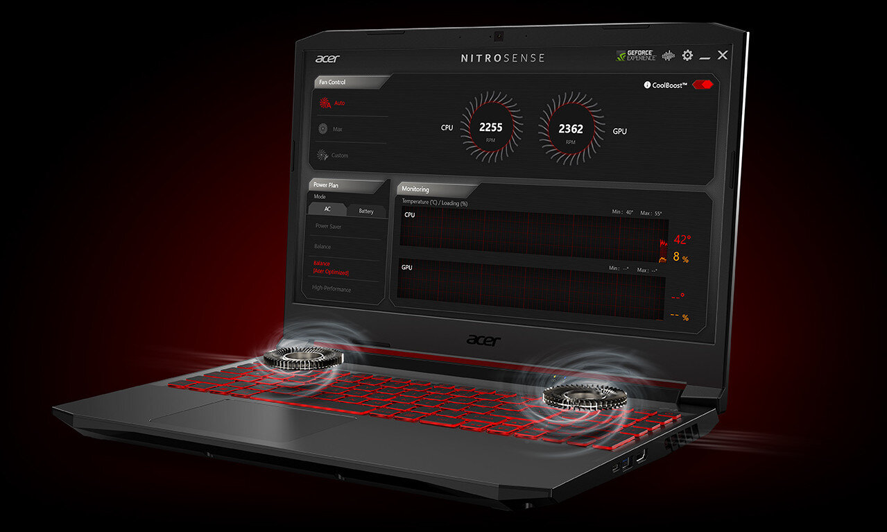 Laptop ACER Nitro 5 AN517-41-R198 chłodzenie wentylatory temperatura monitorowanie