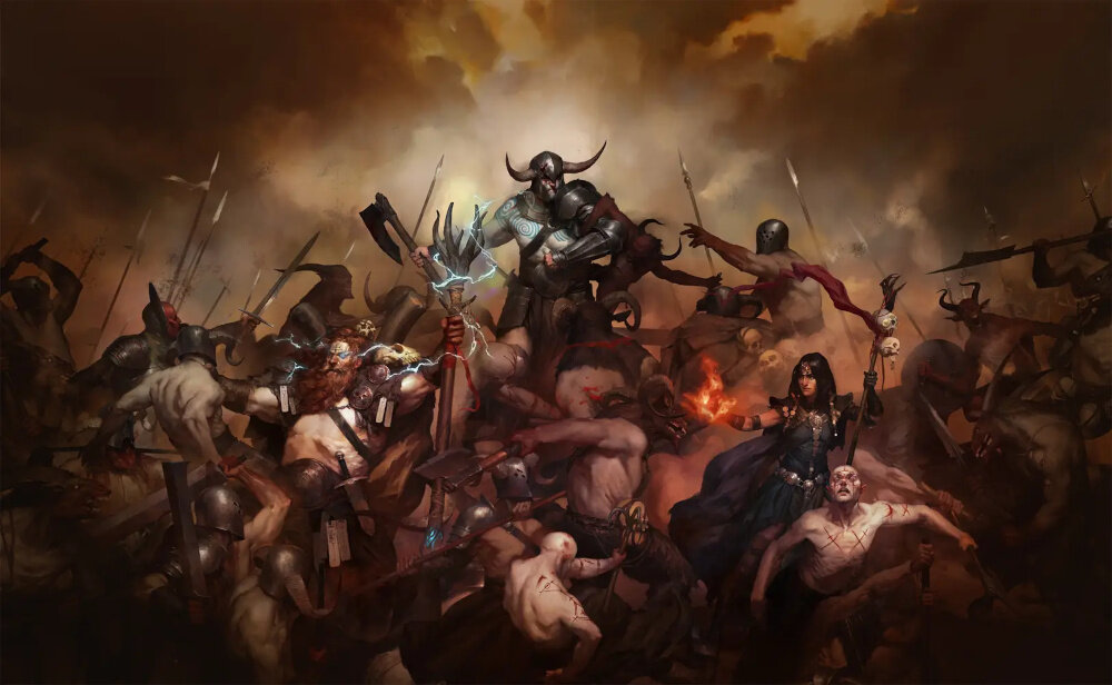 Diablo IV Gra akcja piekło umiejętności podziemia miasta handel bohaterowie sanktuarium barbarzyńca druid nekromantka łotrzyca czarodziejka stworzycielka legendy stworzenia era wrogości kult osoby córa nienawiści zło