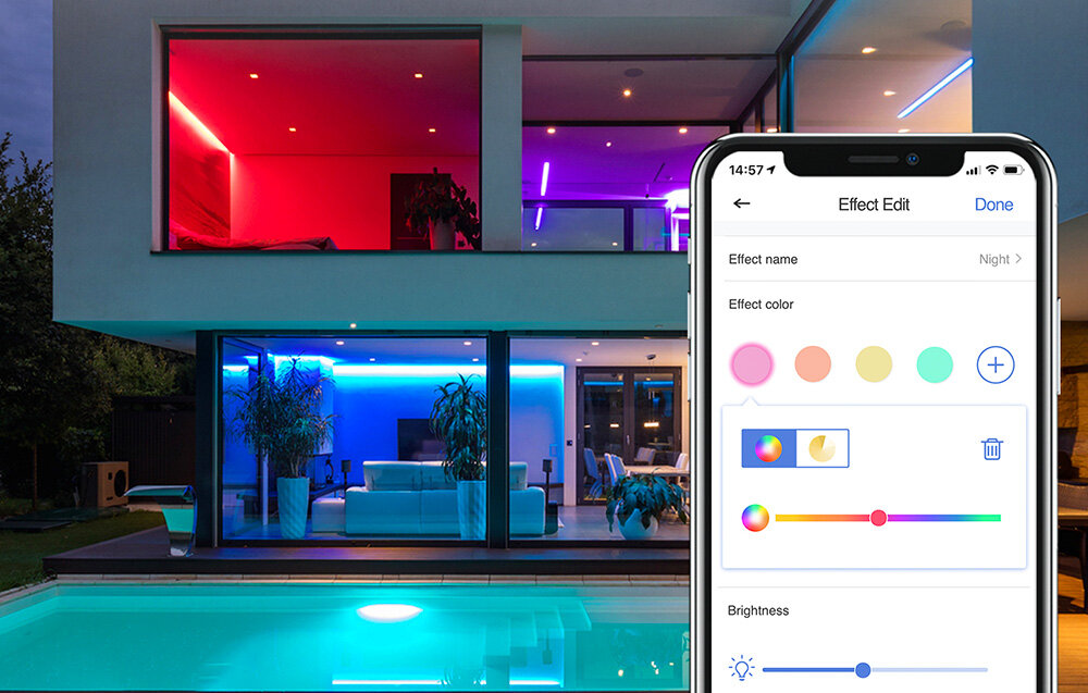 Taśma LED MEROSS MSL320 5 m Wi-Fi regulacja jasności regulacja barwy sceny oświetlenia