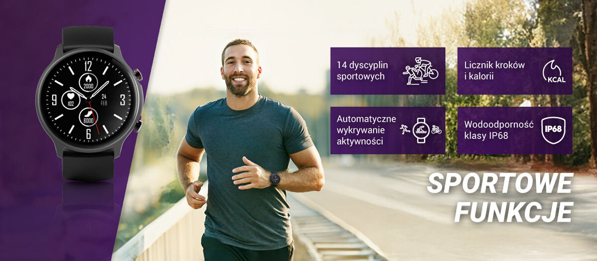 Smartwatch HAMA Fit Watch 6910 sportowe funkcje 14 dyscyplin sportowych licznik kroków i kalorii automatyczne wykrywanie aktywności wodoodporność klasy ip68