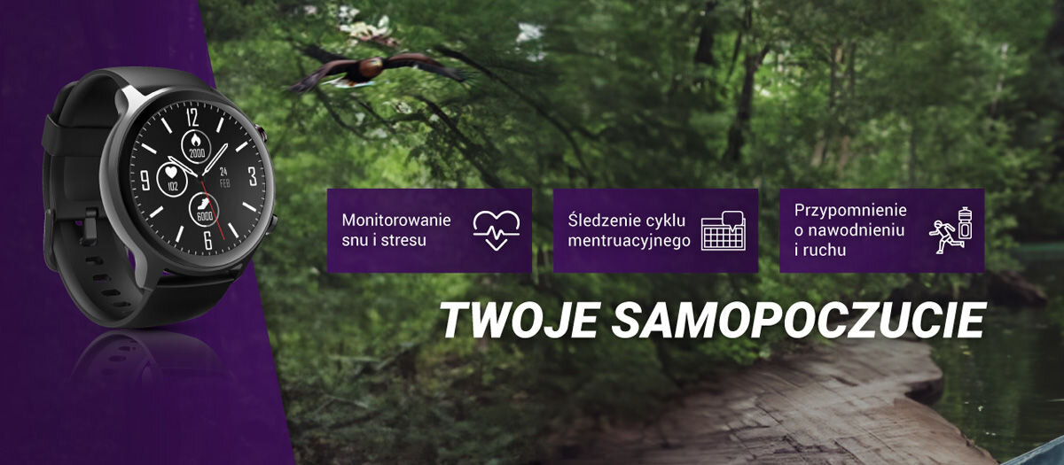 Smartwatch HAMA Fit Watch 6910 Twoje samopoczucie monitorwanie snu i stresu śledzenie cyklu menstruacyjnego przypomnienie o nawodnieniu i ruchu