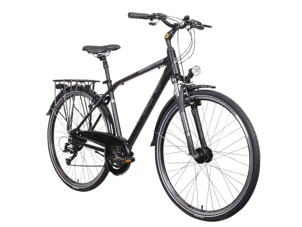 Rower trekkingowy INDIANA X-Road 3.0 M21 28 cali męski Czarno-brązowy do miasta poza miasto dla mężczyzn po asfalcie po nieutwardzonych drogach trekkingowa geometria jazda w niemęczącej naturalnej wyprostowanej pozycji