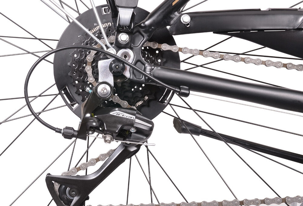 Rower trekkingowy INDIANA X-Road 3.0 M21 28 cali męski Czarno-brązowy 24 biegi przednia przerzutka SHIMANO Tourney tylna przerzutka SHIMANO Acera lekkie niezawodne duża wytrzymałość sprawne działanie