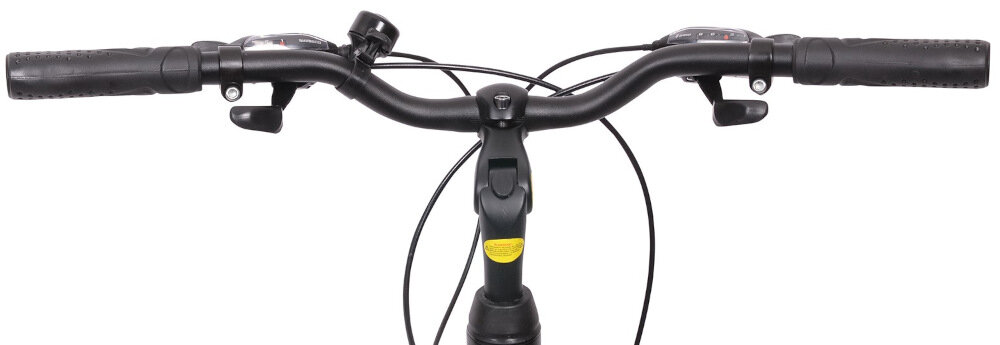 Rower trekkingowy INDIANA X-Road 3.0 M21 28 cali męski Czarno-brązowy kierownica marki MODE regulowany wspornik PROMAX aluminiowa wyprofilowane uchwyty antypoślizgowy materiał dzwonek